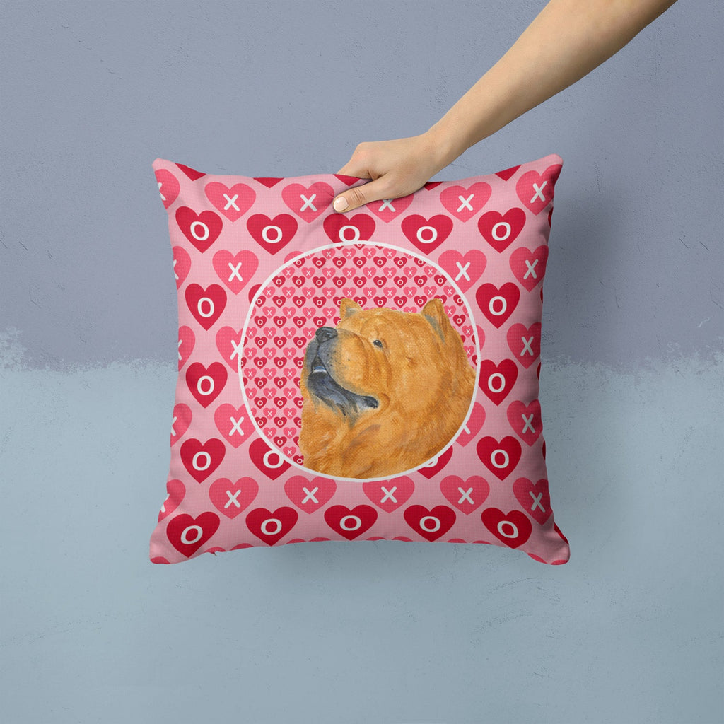 Chow Chow Hearts Love and Valentine's Day Portrait Decorative Throw Pillow 14x14 Indoor Outdoor Accent Cushion, Fabric Cover with Insert for Sofa, Bed, Porch & Living Room