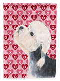 Dandie Dinmont Terrier Hearts Love Valentine's Day House Flag 28x40 Porch Sleeve Pole Decorative Outside Yard Banner Artwork Wall Hanging, Polyester