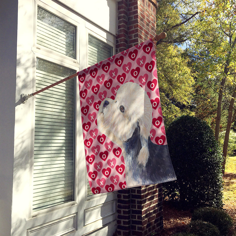 Dandie Dinmont Terrier Hearts Love Valentine's Day House Flag 28x40 Porch Sleeve Pole Decorative Outside Yard Banner Artwork Wall Hanging, Polyester