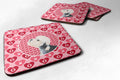 Dandie Dinmont Terrier Hearts Love Valentine's Day Foam Coasters Set of 4 Cup Coasters for Indoor Outdoor, Tabletop Protection, Anti Slip, Mouse pad Material