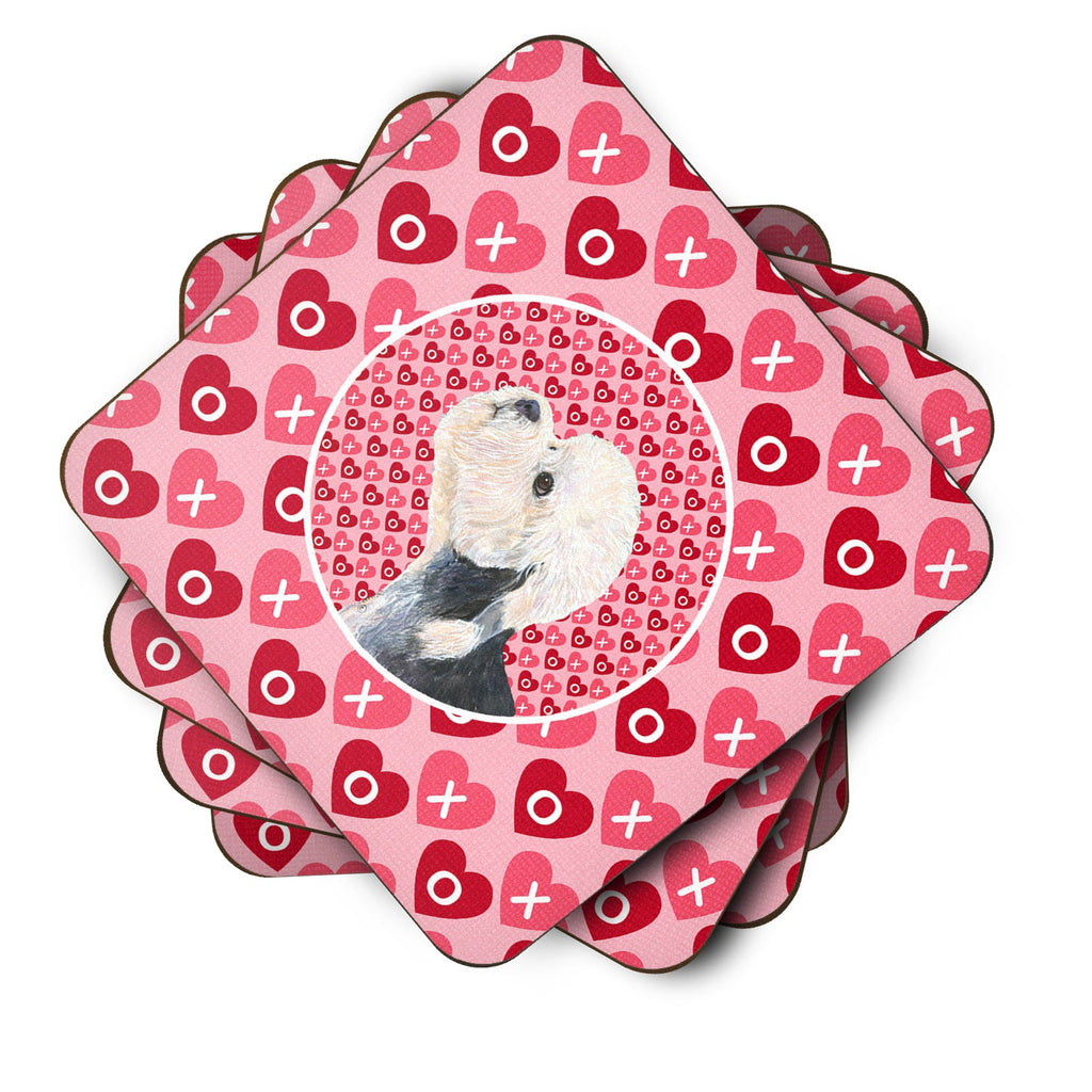 Dandie Dinmont Terrier Hearts Love Valentine's Day Foam Coasters Set of 4 Cup Coasters for Indoor Outdoor, Tabletop Protection, Anti Slip, Mouse pad Material