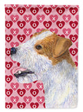 Jack Russell Terrier Hearts Love and Valentine's Day Portrait House Flag 28x40 Porch Sleeve Pole Decorative Outside Yard Banner Artwork Wall Hanging, Polyester