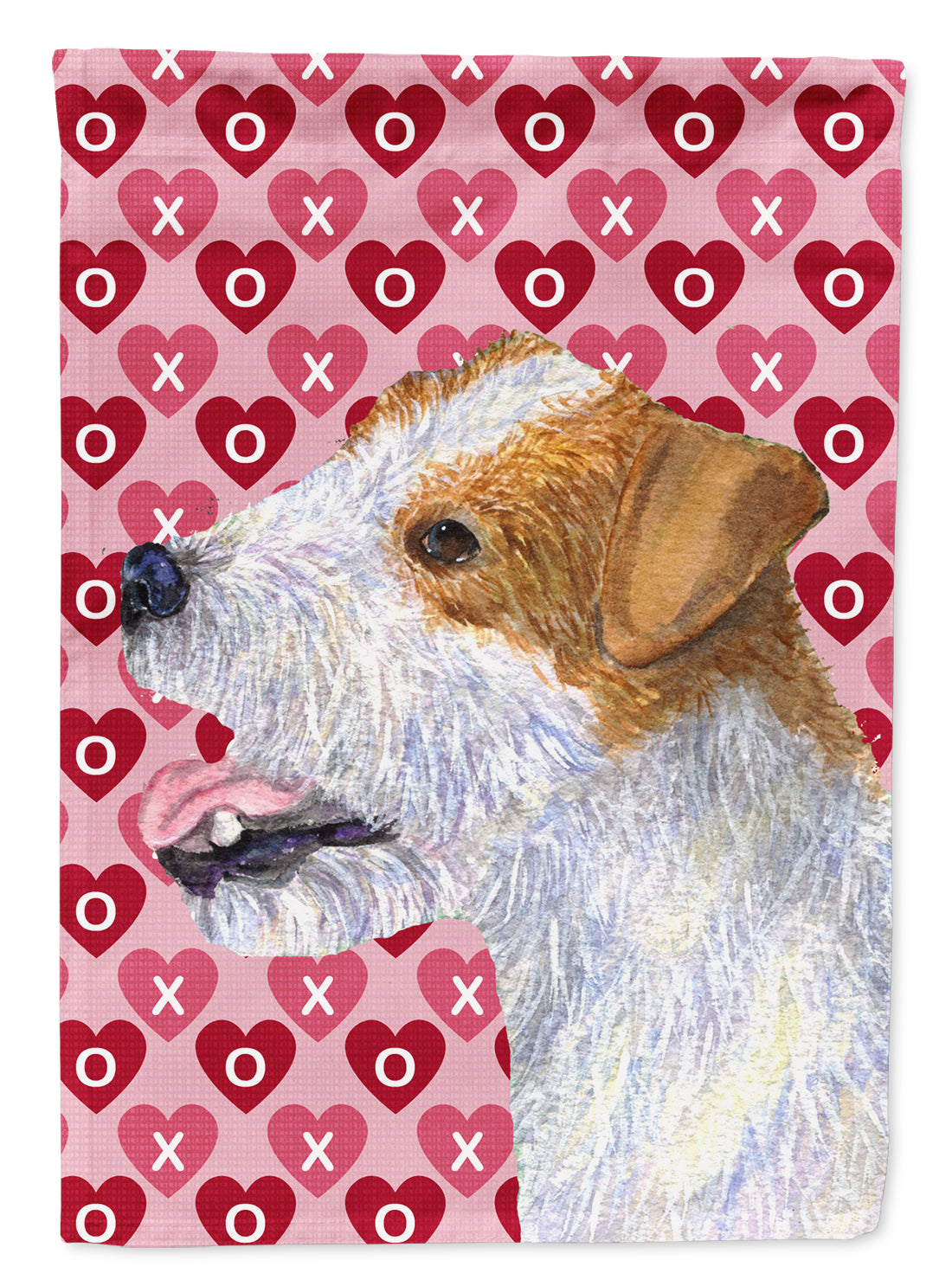 Jack Russell Terrier Hearts Love and Valentine's Day Portrait House Flag 28x40 Porch Sleeve Pole Decorative Outside Yard Banner Artwork Wall Hanging, Polyester