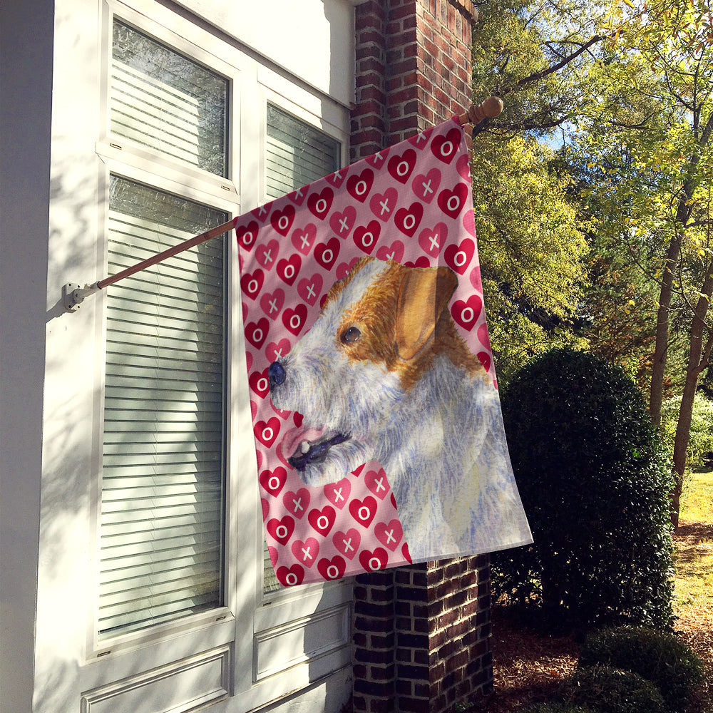 Jack Russell Terrier Hearts Love and Valentine's Day Portrait House Flag 28x40 Porch Sleeve Pole Decorative Outside Yard Banner Artwork Wall Hanging, Polyester