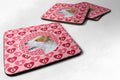 Jack Russell Terrier Hearts Love and Valentine's Day Portrait Foam Coasters Set of 4 Cup Coasters for Indoor Outdoor, Tabletop Protection, Anti Slip, Mouse pad Material