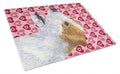 Jack Russell Terrier Hearts Love and Valentine's Day Portrait Cutting Board Tempered Glass Kitchen Cutting Surface, Heat Resistant Chopping, Non-Slip Feet, Food Prep & Serving