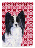 Papillon Hearts Love and Valentine's Day Portrait House Flag 28x40 Porch Sleeve Pole Decorative Outside Yard Banner Artwork Wall Hanging, Polyester