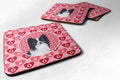 Papillon Hearts Love and Valentine's Day Portrait Foam Coasters Set of 4 Cup Coasters for Indoor Outdoor, Tabletop Protection, Anti Slip, Mouse pad Material