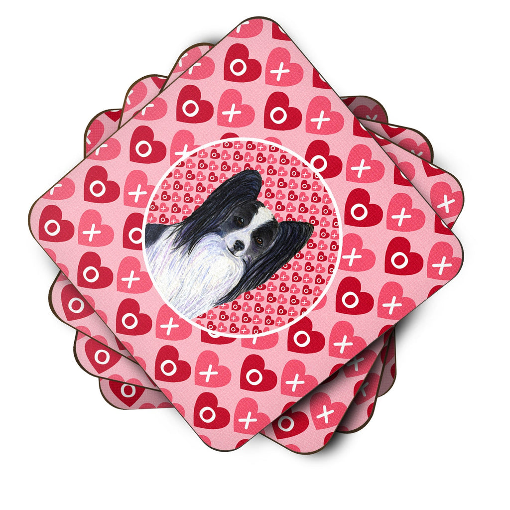 Papillon Hearts Love and Valentine's Day Portrait Foam Coasters Set of 4 Cup Coasters for Indoor Outdoor, Tabletop Protection, Anti Slip, Mouse pad Material