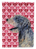 Irish Wolfhound Hearts Love and Valentine's Day Portrait House Flag 28x40 Porch Sleeve Pole Decorative Outside Yard Banner Artwork Wall Hanging, Polyester