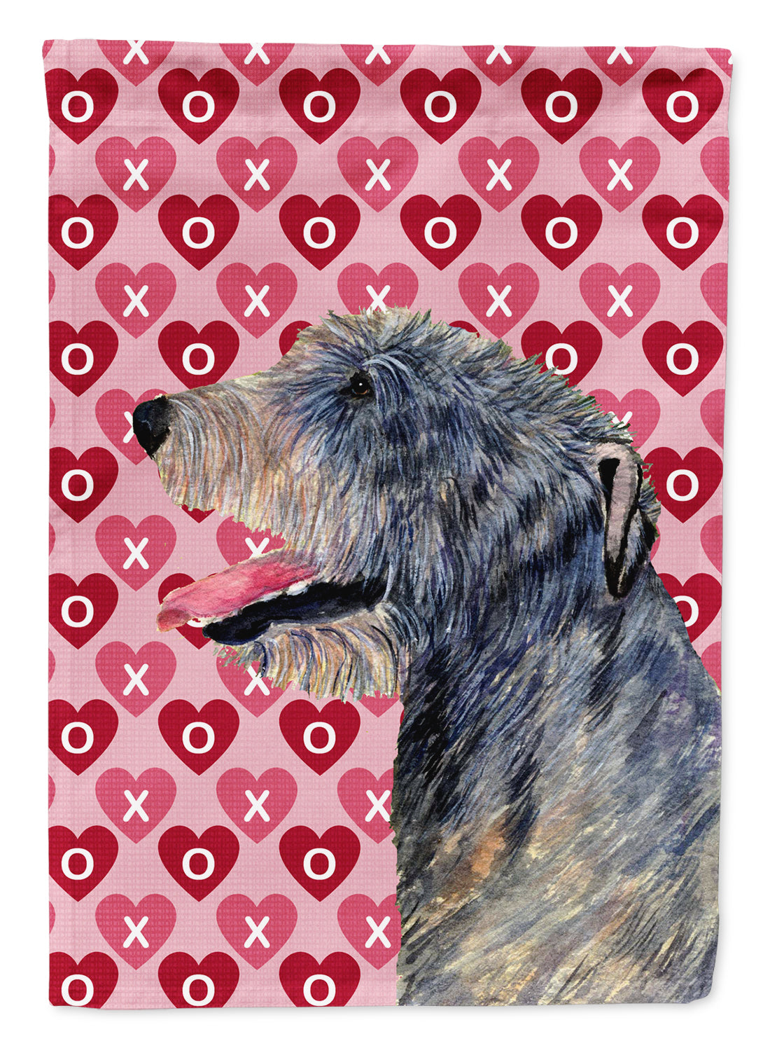 Irish Wolfhound Hearts Love and Valentine's Day Portrait House Flag 28x40 Porch Sleeve Pole Decorative Outside Yard Banner Artwork Wall Hanging, Polyester