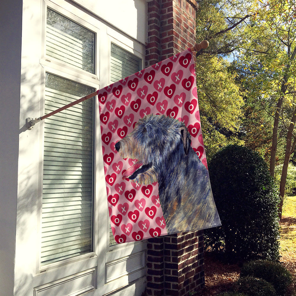 Irish Wolfhound Hearts Love and Valentine's Day Portrait House Flag 28x40 Porch Sleeve Pole Decorative Outside Yard Banner Artwork Wall Hanging, Polyester