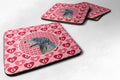 Irish Wolfhound Hearts Love and Valentine's Day Portrait Foam Coasters Set of 4 Cup Coasters for Indoor Outdoor, Tabletop Protection, Anti Slip, Mouse pad Material