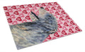 Irish Wolfhound Hearts Love and Valentine's Day Portrait Cutting Board Tempered Glass Kitchen Cutting Surface, Heat Resistant Chopping, Non-Slip Feet, Food Prep & Serving