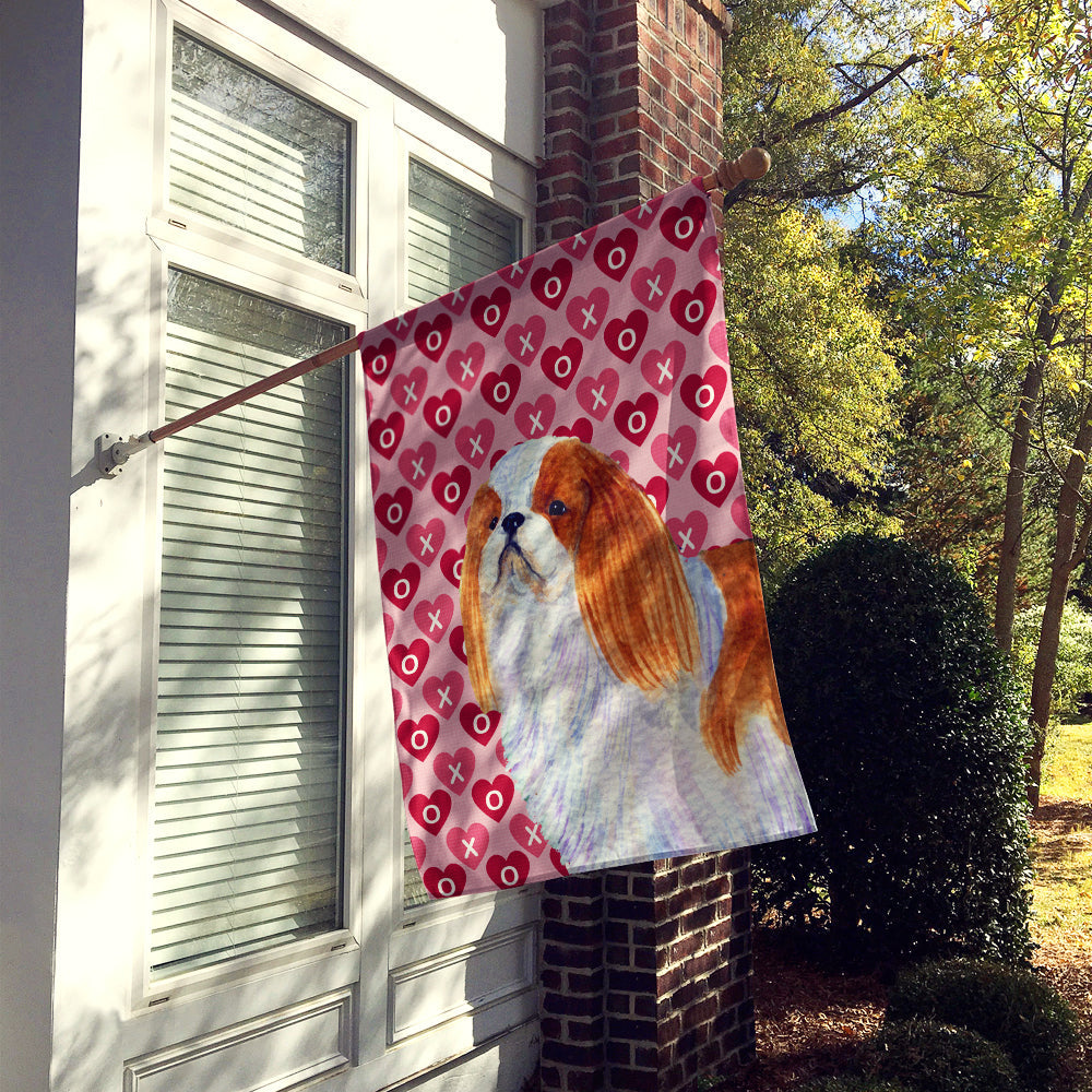 English Toy Spaniel Hearts Love and Valentine's Day Portrait House Flag 28x40 Porch Sleeve Pole Decorative Outside Yard Banner Artwork Wall Hanging, Polyester