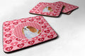 English Toy Spaniel Hearts Love and Valentine's Day Portrait Foam Coasters Set of 4 Cup Coasters for Indoor Outdoor, Tabletop Protection, Anti Slip, Mouse pad Material