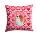 English Toy Spaniel Hearts Love and Valentine's Day Portrait Decorative Throw Pillow 14x14 Indoor Outdoor Accent Cushion, Fabric Cover with Insert for Sofa, Bed, Porch & Living Room