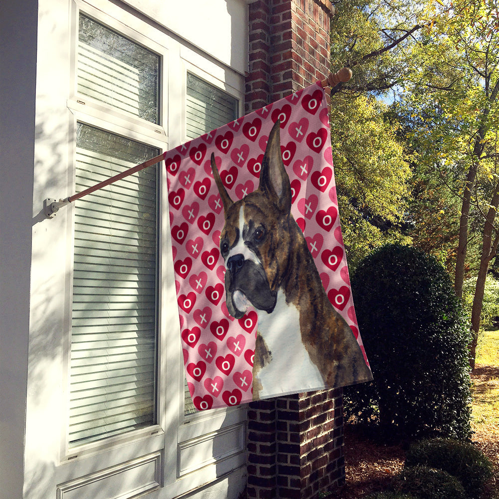 Boxer Hearts Love and Valentine's Day Portrait House Flag 28x40 Porch Sleeve Pole Decorative Outside Yard Banner Artwork Wall Hanging, Polyester
