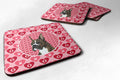 Boxer Hearts Love and Valentine's Day Portrait Foam Coasters Set of 4 Cup Coasters for Indoor Outdoor, Tabletop Protection, Anti Slip, Mouse pad Material