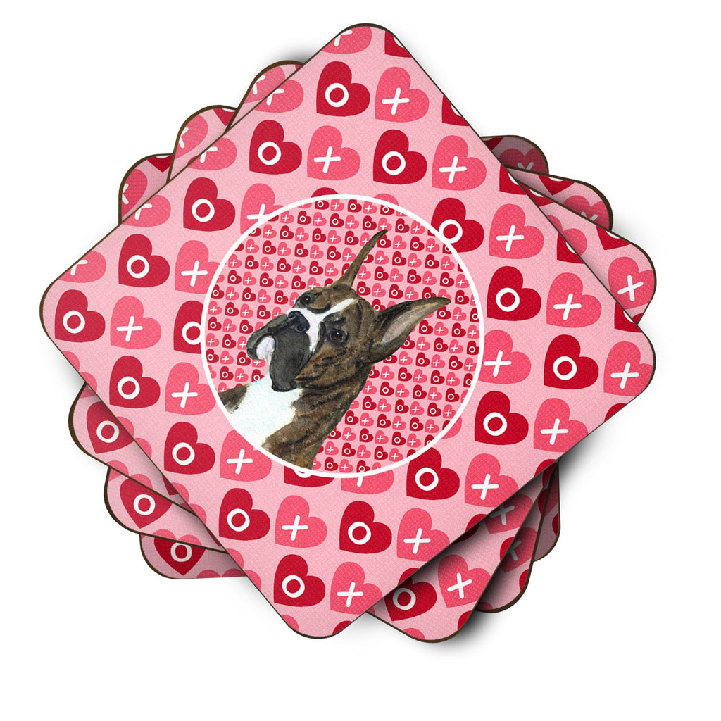 Boxer Hearts Love and Valentine's Day Portrait Foam Coasters Set of 4 Cup Coasters for Indoor Outdoor, Tabletop Protection, Anti Slip, Mouse pad Material