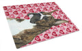 Boxer Hearts Love and Valentine's Day Portrait Cutting Board Tempered Glass Kitchen Cutting Surface, Heat Resistant Chopping, Non-Slip Feet, Food Prep & Serving
