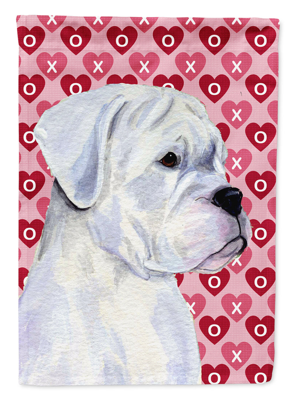 Boxer Hearts Love and Valentine's Day Portrait House Flag 28x40 Porch Sleeve Pole Decorative Outside Yard Banner Artwork Wall Hanging, Polyester