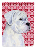 Boxer Hearts Love and Valentine's Day Portrait House Flag 28x40 Porch Sleeve Pole Decorative Outside Yard Banner Artwork Wall Hanging, Polyester