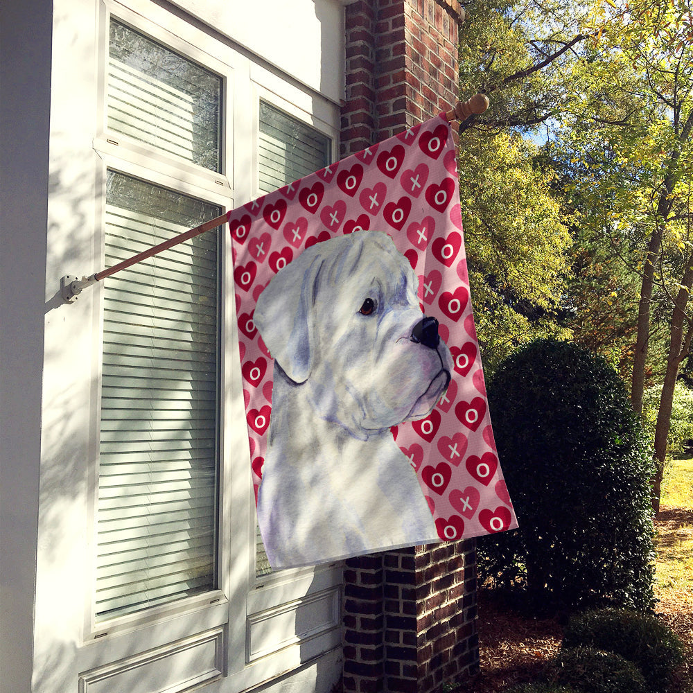 Boxer Hearts Love and Valentine's Day Portrait House Flag 28x40 Porch Sleeve Pole Decorative Outside Yard Banner Artwork Wall Hanging, Polyester