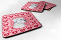 Boxer Hearts Love and Valentine's Day Portrait Foam Coasters Set of 4 Cup Coasters for Indoor Outdoor, Tabletop Protection, Anti Slip, Mouse pad Material