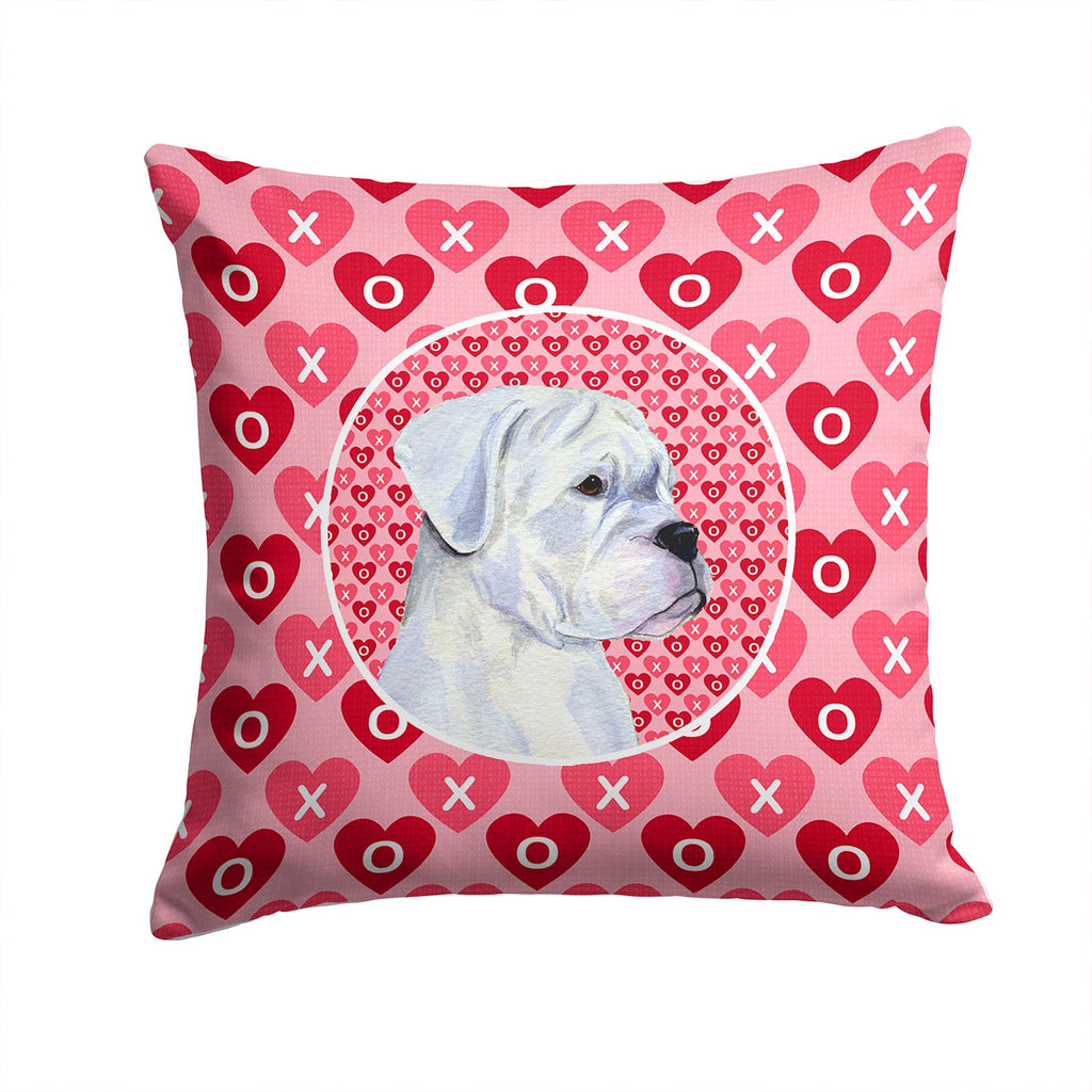 Boxer Hearts Love and Valentine's Day Portrait Decorative Throw Pillow 14x14 Indoor Outdoor Accent Cushion, Fabric Cover with Insert for Sofa, Bed, Porch & Living Room