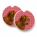 Sussex Spaniel Hearts Love Valentine's Day Set of 2 Cup Holder Car Coasters Absorbent Round Sandstone Coasters Gifts for Men or Women, 2.5, Multicolor