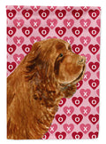 Sussex Spaniel Hearts Love Valentine's Day House Flag 28x40 Porch Sleeve Pole Decorative Outside Yard Banner Artwork Wall Hanging, Polyester