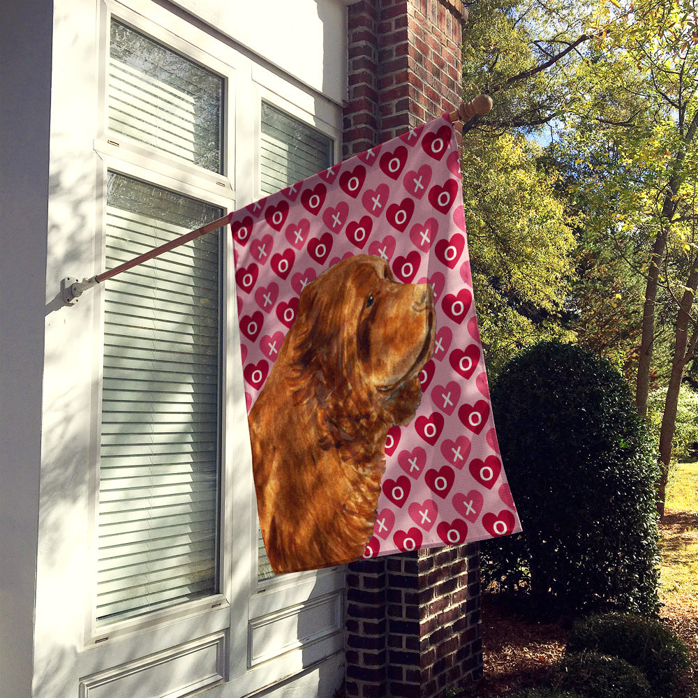 Sussex Spaniel Hearts Love Valentine's Day House Flag 28x40 Porch Sleeve Pole Decorative Outside Yard Banner Artwork Wall Hanging, Polyester