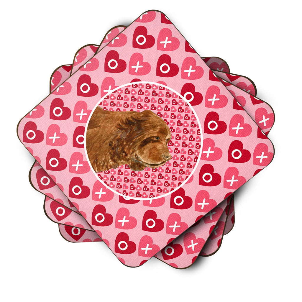 Sussex Spaniel Hearts Love Valentine's Day Foam Coasters Set of 4 Cup Coasters for Indoor Outdoor, Tabletop Protection, Anti Slip, Mouse pad Material