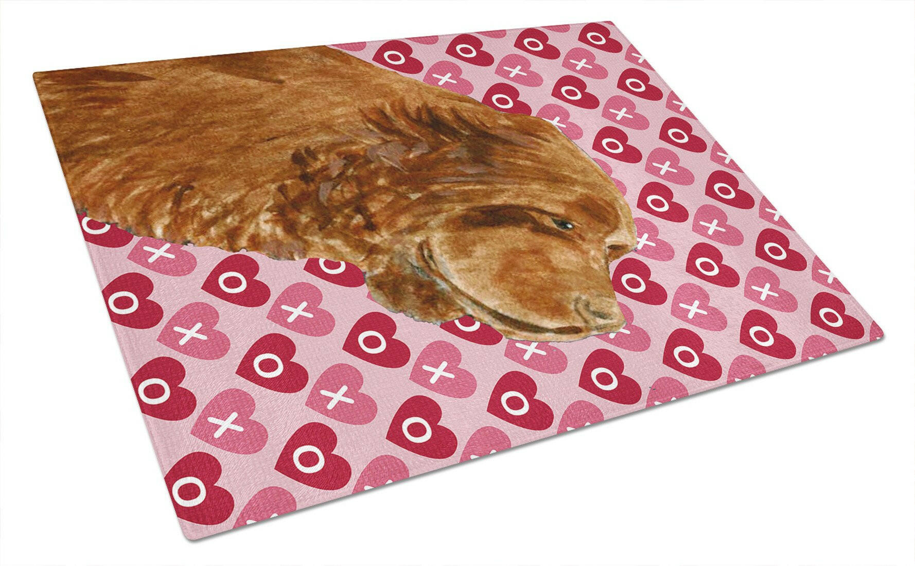 Sussex Spaniel Hearts Love Valentine's Day Cutting Board Tempered Glass Kitchen Cutting Surface, Heat Resistant Chopping, Non-Slip Feet, Food Prep & Serving