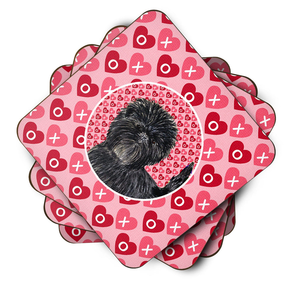 Affenpinscher Hearts Love and Valentine's Day Portrait Foam Coasters Set of 4 Cup Coasters for Indoor Outdoor, Tabletop Protection, Anti Slip, Mouse pad Material