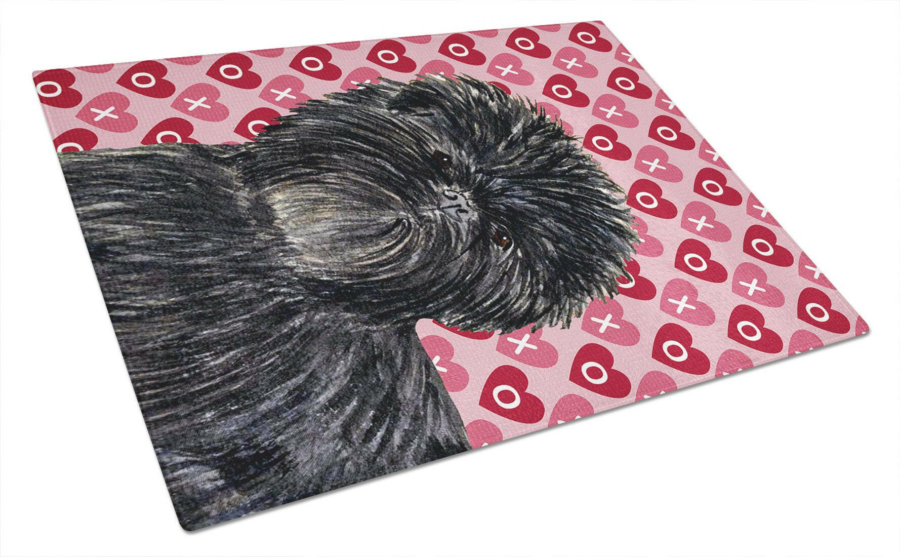 Affenpinscher Hearts Love and Valentine's Day Portrait Cutting Board Tempered Glass Kitchen Cutting Surface, Heat Resistant Chopping, Non-Slip Feet, Food Prep & Serving