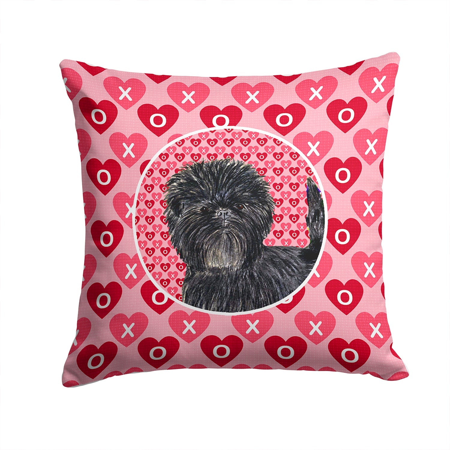 Affenpinscher Hearts Love and Valentine's Day Portrait Decorative Throw Pillow 14x14 Indoor Outdoor Accent Cushion, Fabric Cover with Insert for Sofa, Bed, Porch & Living Room