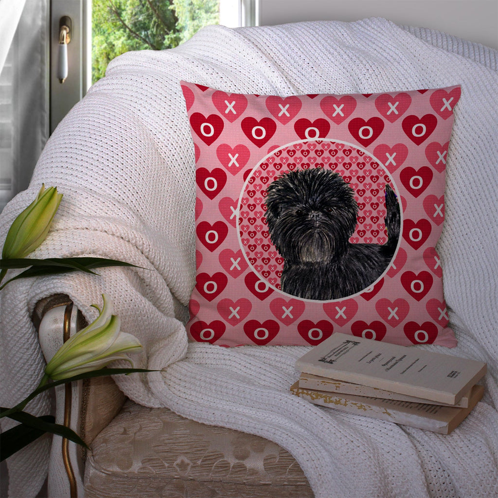 Affenpinscher Hearts Love and Valentine's Day Portrait Decorative Throw Pillow 14x14 Indoor Outdoor Accent Cushion, Fabric Cover with Insert for Sofa, Bed, Porch & Living Room