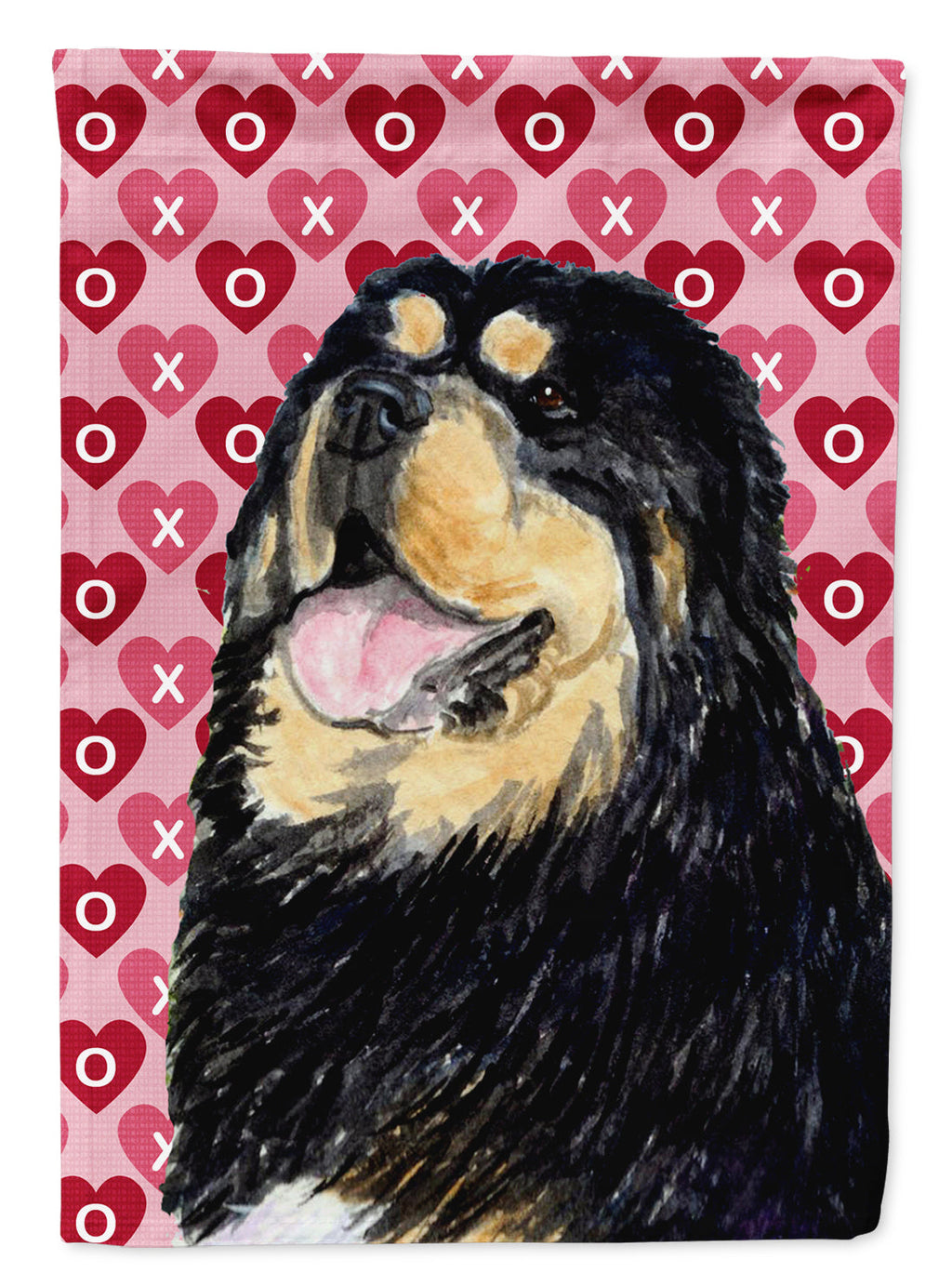 Tibetan Mastiff Hearts Love Valentine's Day House Flag 28x40 Porch Sleeve Pole Decorative Outside Yard Banner Artwork Wall Hanging, Polyester
