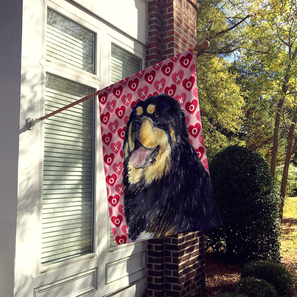 Tibetan Mastiff Hearts Love Valentine's Day House Flag 28x40 Porch Sleeve Pole Decorative Outside Yard Banner Artwork Wall Hanging, Polyester