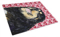Tibetan Mastiff Hearts Love Valentine's Day Cutting Board Tempered Glass Kitchen Cutting Surface, Heat Resistant Chopping, Non-Slip Feet, Food Prep & Serving