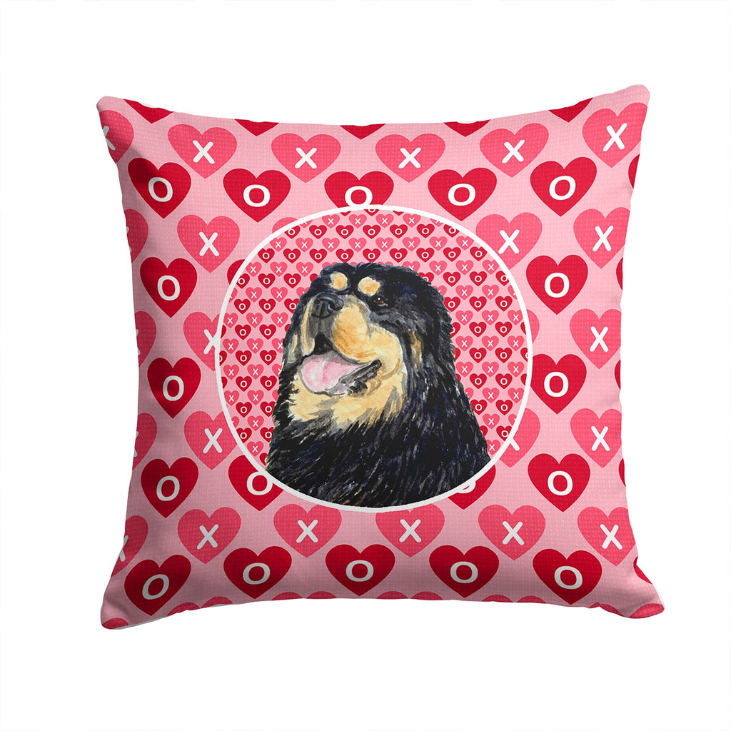 Tibetan Mastiff Hearts Love Valentine's Day Decorative Throw Pillow 14x14 Indoor Outdoor Accent Cushion, Fabric Cover with Insert for Sofa, Bed, Porch & Living Room