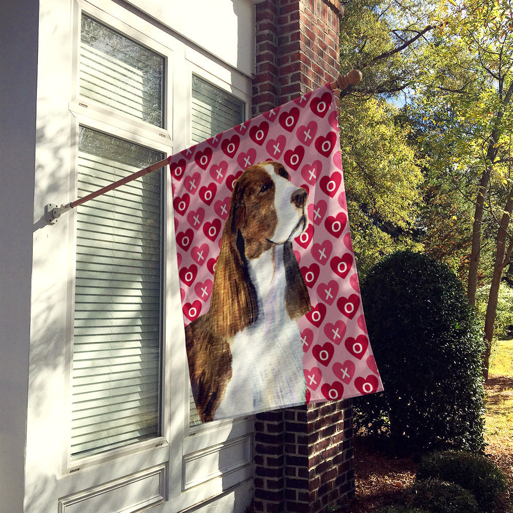 Springer Spaniel Hearts Love Valentine's Day House Flag 28x40 Porch Sleeve Pole Decorative Outside Yard Banner Artwork Wall Hanging, Polyester