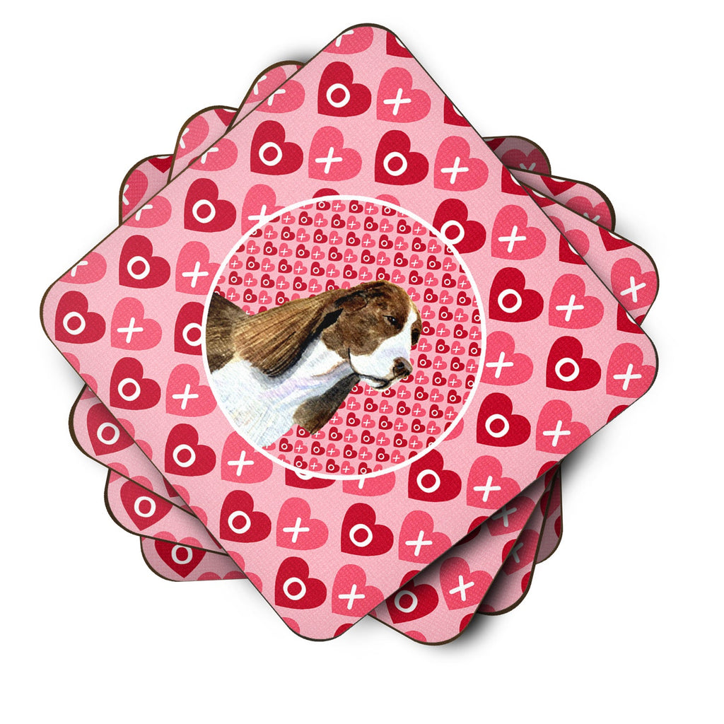 Springer Spaniel Hearts Love Valentine's Day Foam Coasters Set of 4 Cup Coasters for Indoor Outdoor, Tabletop Protection, Anti Slip, Mouse pad Material