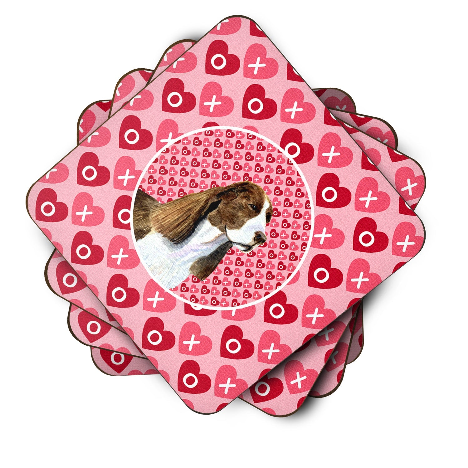Springer Spaniel Hearts Love Valentine's Day Foam Coasters Set of 4 Cup Coasters for Indoor Outdoor, Tabletop Protection, Anti Slip, Mouse pad Material