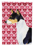 Basenji Hearts Love and Valentine's Day Portrait House Flag 28x40 Porch Sleeve Pole Decorative Outside Yard Banner Artwork Wall Hanging, Polyester