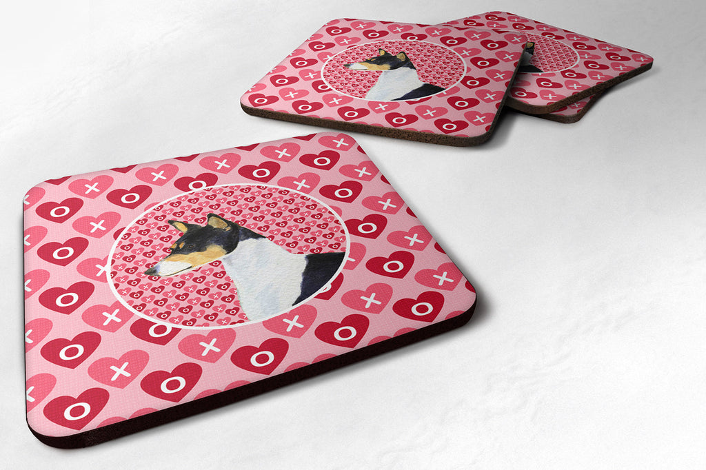 Basenji Hearts Love and Valentine's Day Portrait Foam Coasters Set of 4 Cup Coasters for Indoor Outdoor, Tabletop Protection, Anti Slip, Mouse pad Material
