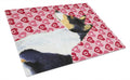 Basenji Hearts Love and Valentine's Day Portrait Cutting Board Tempered Glass Kitchen Cutting Surface, Heat Resistant Chopping, Non-Slip Feet, Food Prep & Serving