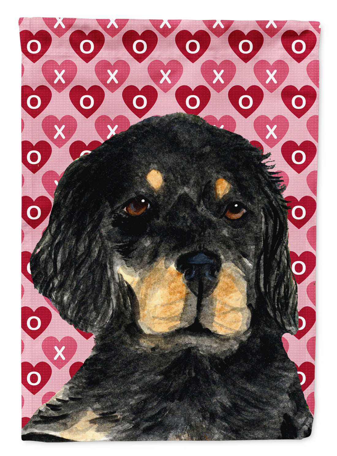 Gordon Setter Hearts Love and Valentine's Day Portrait House Flag 28x40 Porch Sleeve Pole Decorative Outside Yard Banner Artwork Wall Hanging, Polyester